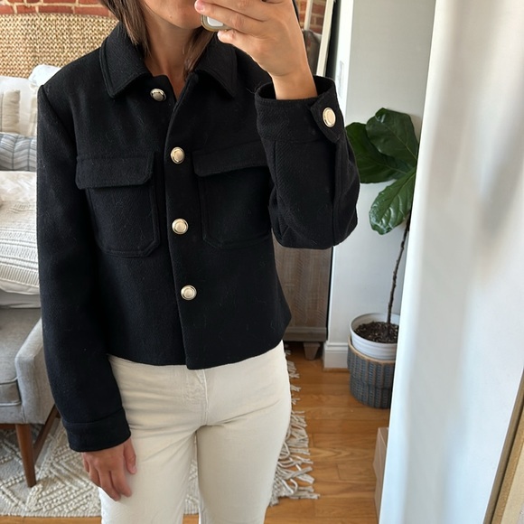 Zara short wool blend jacket coat black 3046/377 XS - Picture 7 of 9